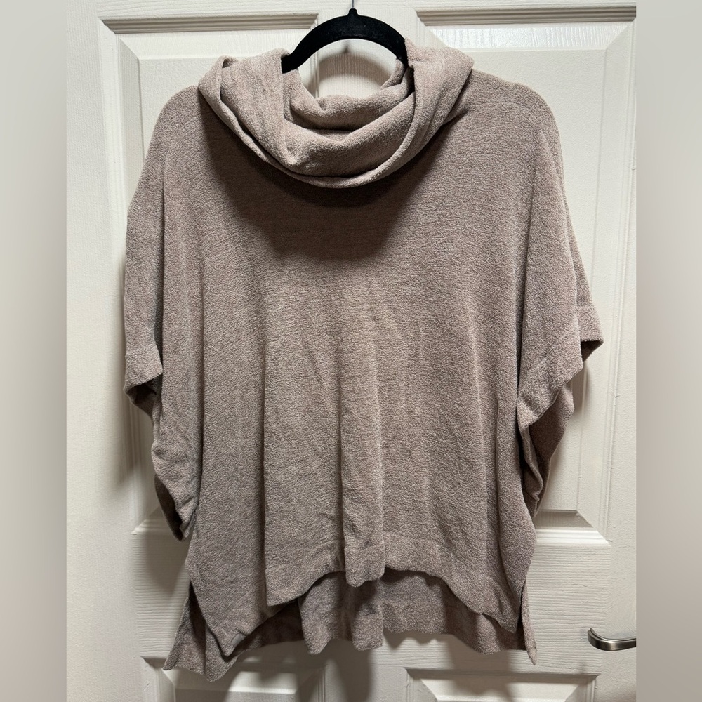 Barefoot Dreams Taupe Pink Cowl Neck Poncho Sweater size XXS